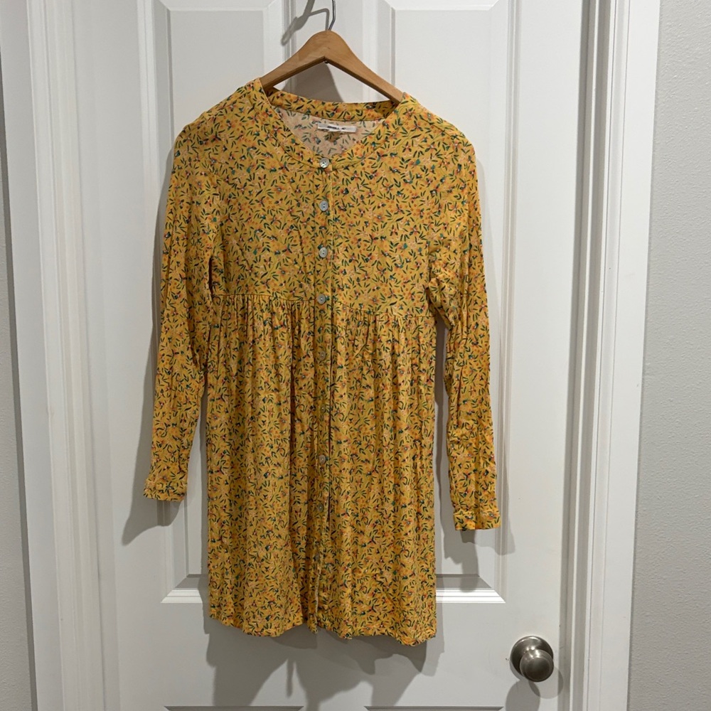 O'Neill Yellow Floral Button-Up Mini Dress